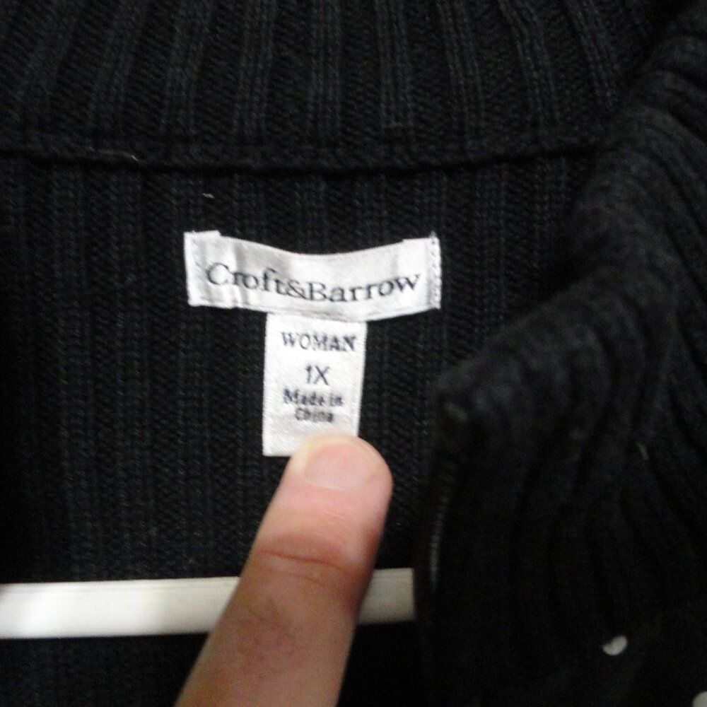 Poka dot and knit Heavy full zip womens jacket, EUC warm, sz 1XL - Picture 3 of 4